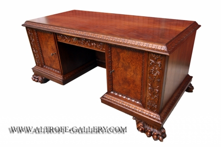 Biurko dwustronne, neorenesans 1925 r. orzechowe 