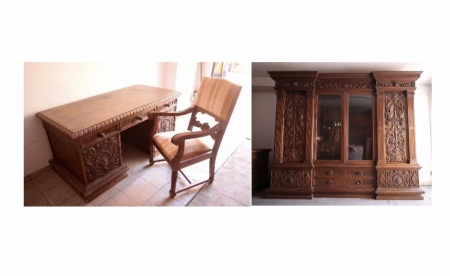 Neorenesansowy komplet gabinetowy, koniec XIX wieku 