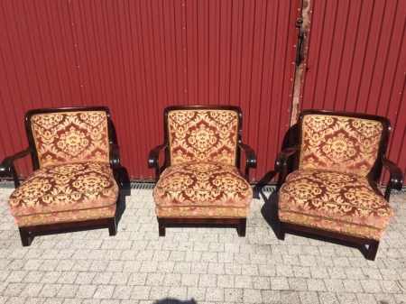 Trzy fotele leniwce z 1930 roku, ART DECO