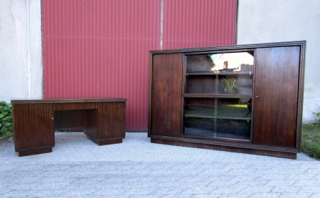 ART DECO komplet gabinetowy heban makassar 1930 rok