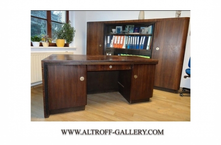 Komplet gabinetowy z 1930 roku. Art Deco. Heban makassar. 