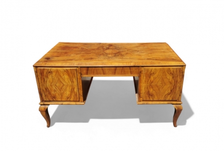 Duże biurko gabnetowe Art Deco z 1930 roku. Orzech. 